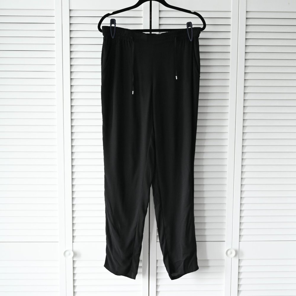 Eileen Fisher Small Black Drawstring Silk Pants | Size Small